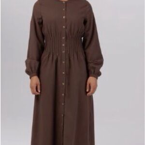 Veiled Collection Linen Elegant Brown Maxi Dress